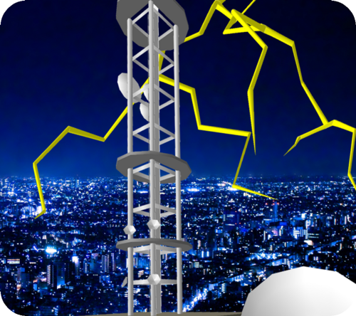 石川テレビ放送の鉄塔とカミナリ